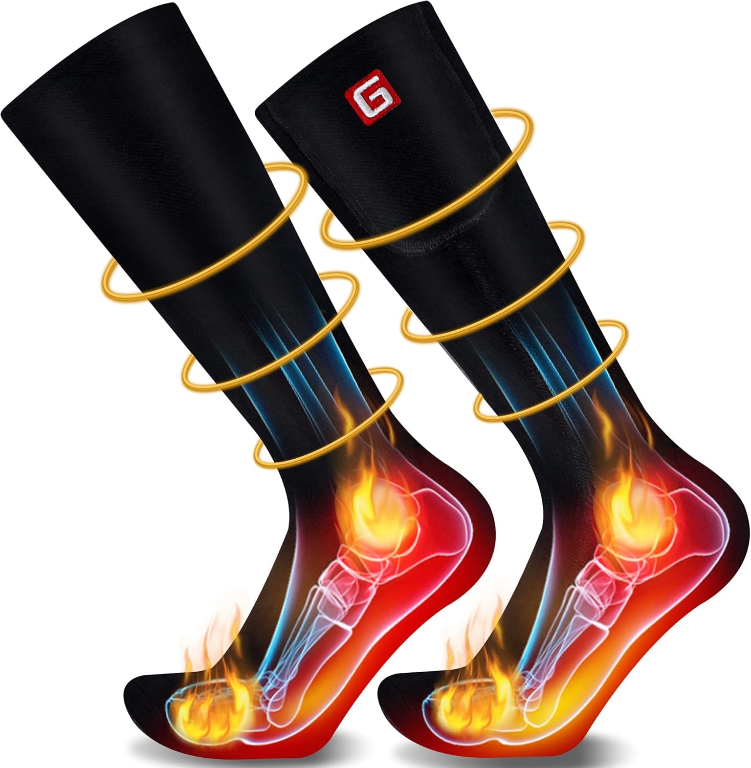 Heated Socks for Men Women - Rechargeable Battery Electric Socks for Chronically Cold Feet - Winter Warm Thermal Washable Unisex Foot Warmer for Hunting Skiing Cycling
