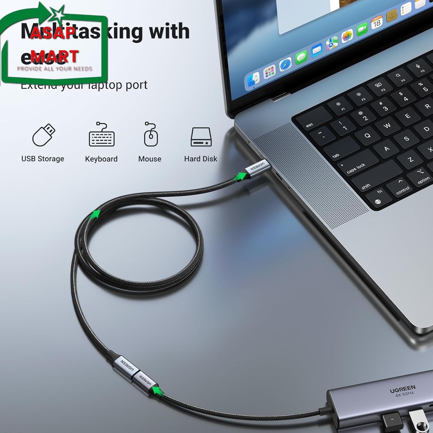 UGREEN USB C Extension Cable, (10Gbps/100W) USB C 3.2 Extender, Fast Charging &