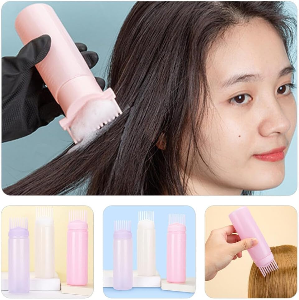 3Pcs Root Comb Applicator Bottle Hair Dye Oiling Tools Graduated Scale for Precise Application for Home Salon Use