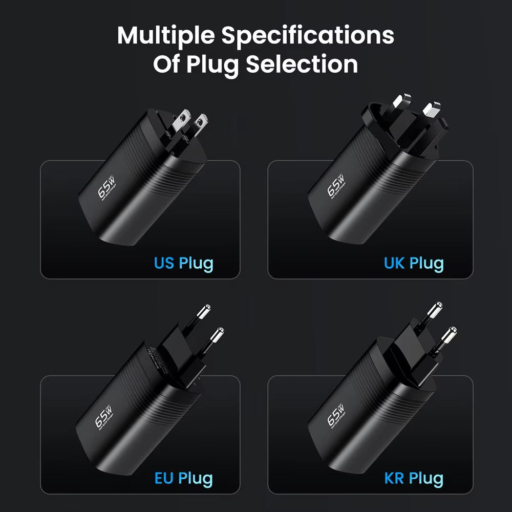 Gan USB Type C Charger 65W 45W PPS PD QC4.0 Quick Charger for Macbook Laptop IPAD Tablet Iphone 14 Samsung S23 Ultra
