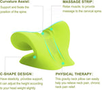 Cervical Neck Traction Device,  Neck Stretcher for Pain Relief, Cervical Neck Pillow, Neck Massage Pillow for Relieve Muscle Tension and TMJ Pain (Green)