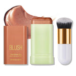 Cream Bronzer Stick Highlighter Stick Face Cream Contour Stick,Makeup Bronzer Stick with Brush,Buildable Highlight Contour Makeup for Women (Rich Glow Bronzer Stick)