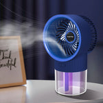 Misting Spray Fans, Portable Electric Fan Rechargeable Cooler Spray Humidifier with Usb for Dorm Office Desktop, Blue