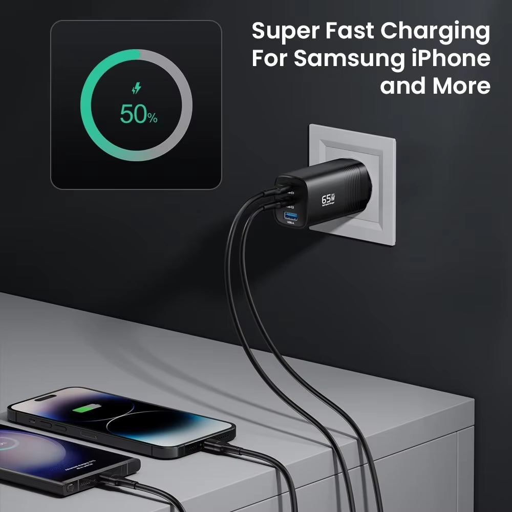Gan USB Type C Charger 65W 45W PPS PD QC4.0 Quick Charger for Macbook Laptop IPAD Tablet Iphone 14 Samsung S23 Ultra