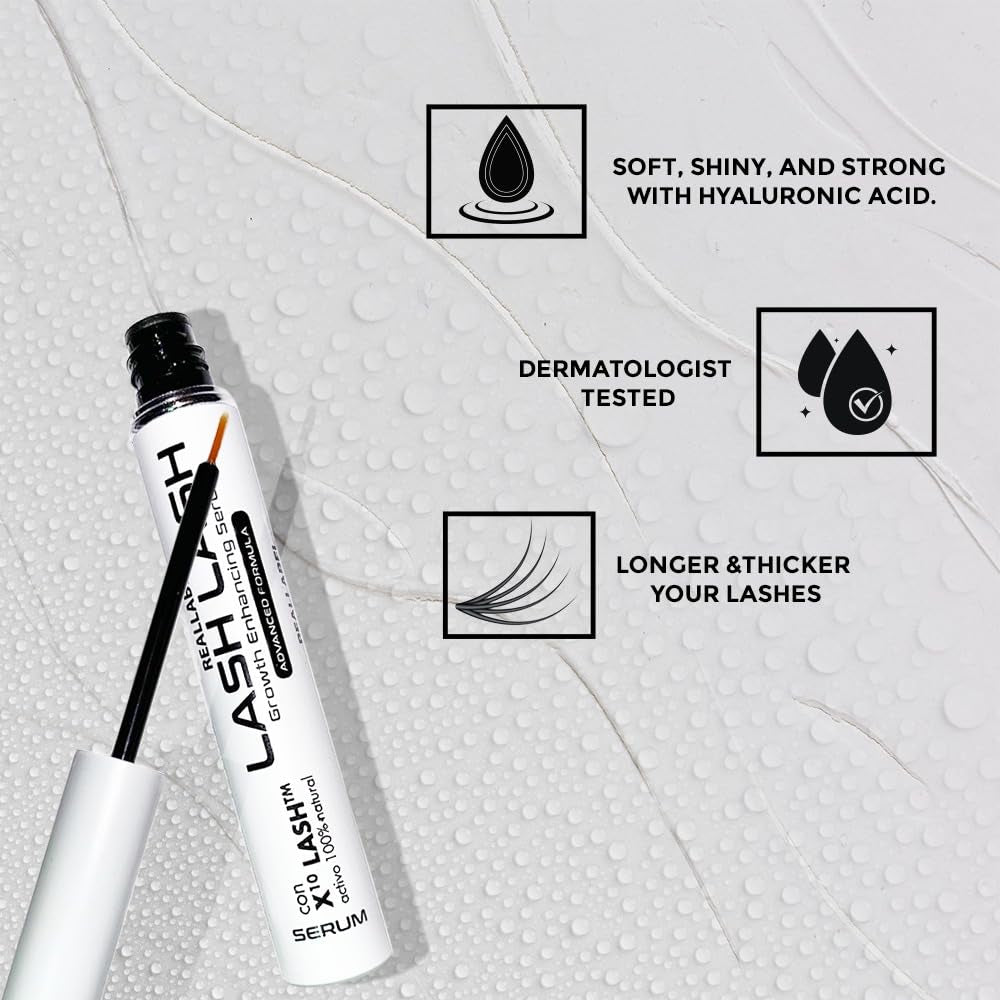 Eyelash Growth Serum - with Instant Lash Volume Effect. Eyebrow Growth Treatment. Dermatologist Approved Lash Enhancing Serum 2-4 Weeks (5Ml Large Size) 6 Months Use. Organic, Vegan & Cruelty-Free