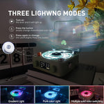 Retro-Style Wireless Waves Vinyl Bluetooth Speaker for Sea White Noise with Bedroom Clock & Ambience Light, a Great Gift Suited for Computer Desktop, Green, THYX-001GRUS