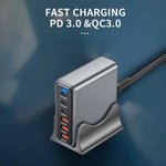 435W 6-Port Gan Desktop Power Station 3C3A USB-C PD Fast Charger Universal Multi-Device for Phone Charging Station