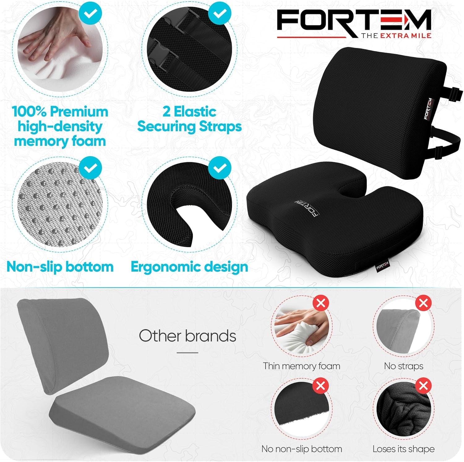 Office Chair Cushion and Back Support for Office Chair, Lumbar Support Pillow, M