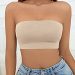 Women Tube Strapless Bra Chest Wrap Bandeau Unlined Seamless Breathable Comfortable Underwear Tops