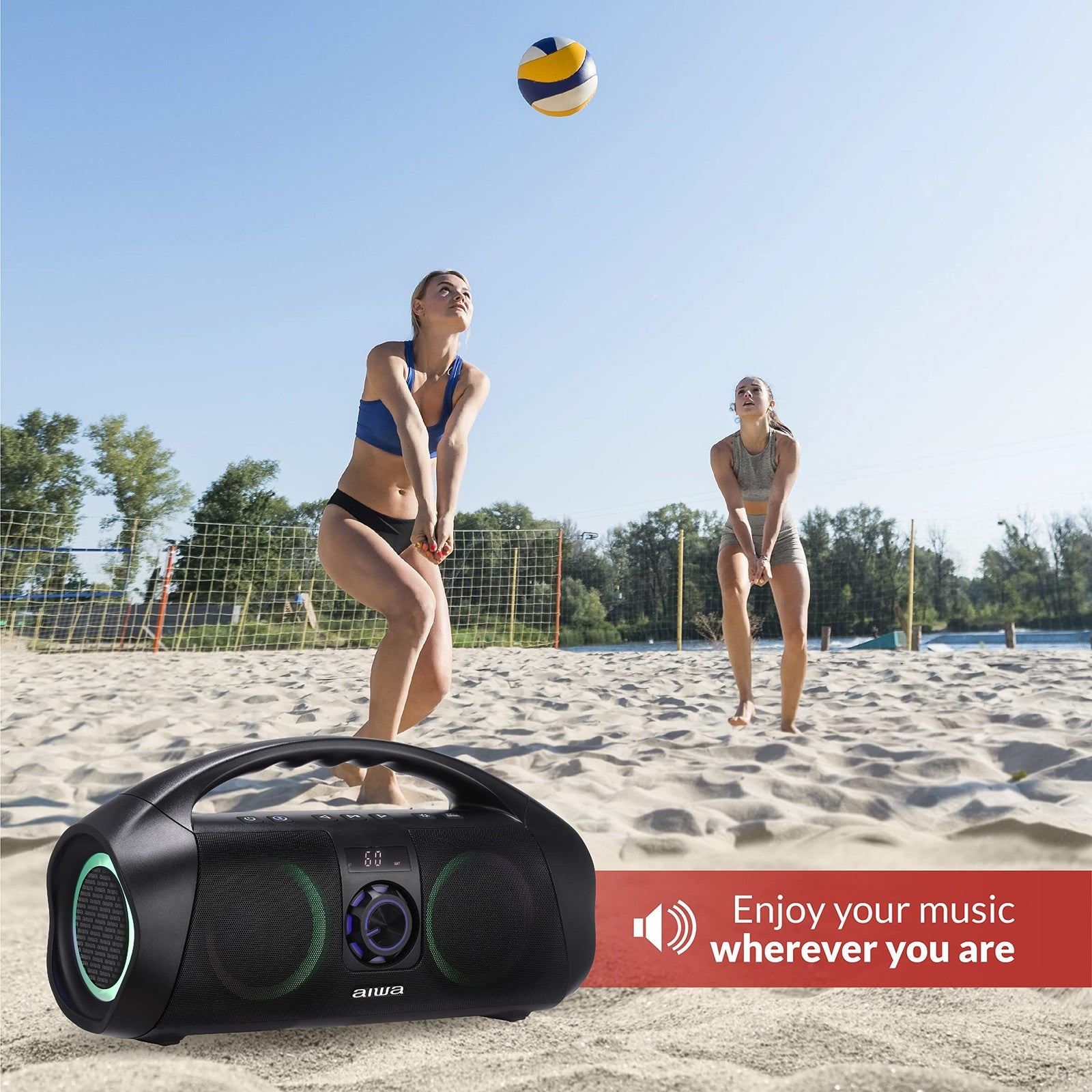 Portable Bluetooth Boombox Speaker 120W Peak IPX7 Waterproof LED Display