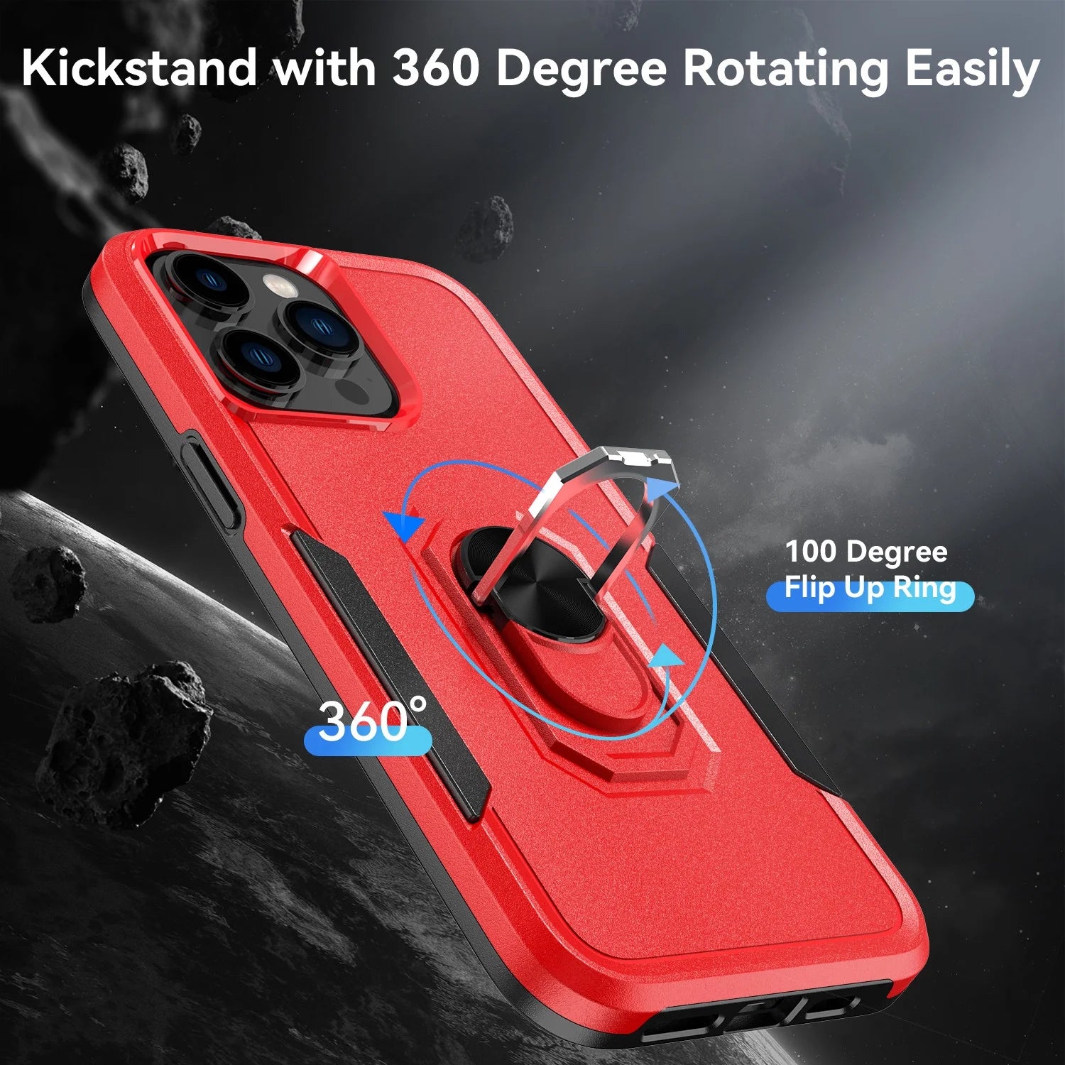 Phone Case with Ring Stand for Iphone 14 Pro Max/14 Pro/14 Plus/14 Shockproof Armor Cover, Red