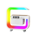 2024 New Smart Sound Machine Alarm Clocks with Atmosphere Bedside Lamp, Bluetooth Speaker Charger Table Lamp with Wireless Charging Station Night Light Alarm Clock, Decor Gift, Black