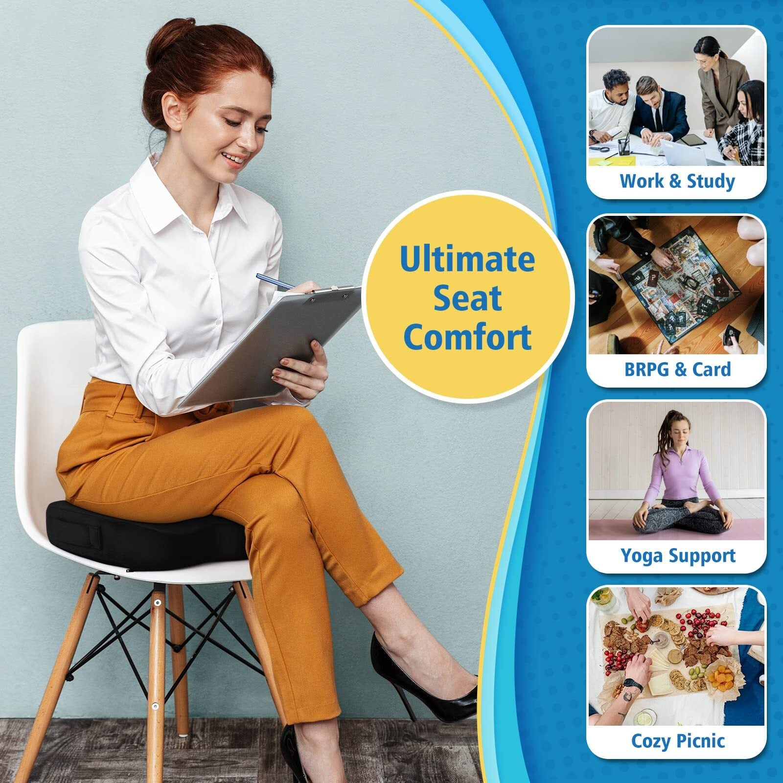 Truck Driver Seat Cushion Coccyx Orthopedic Memory Foam Antiskid Breathable