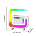 2024 New Smart Sound Machine Alarm Clocks with Atmosphere Bedside Lamp, Bluetooth Speaker Charger Table Lamp with Wireless Charging Station Night Light Alarm Clock, Decor Gift, Black