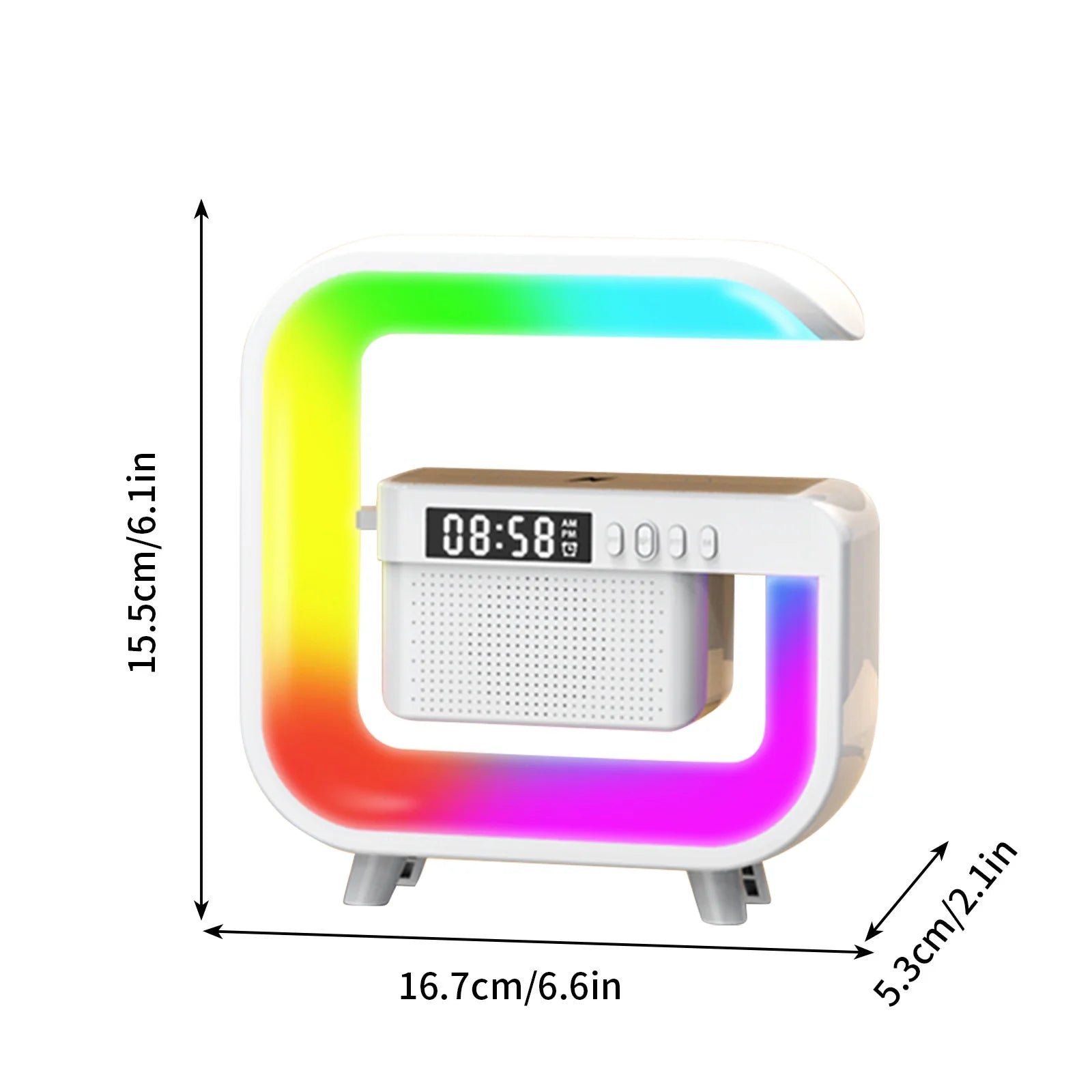 2024 New Smart Sound Machine Alarm Clocks with Atmosphere Bedside Lamp, Bluetooth Speaker Charger Table Lamp with Wireless Charging Station Night Light Alarm Clock, Decor Gift, Black