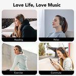 Active Noise Cancelling Headphones, -45Db Bluetooth Headphones 5.4, 50H Playtime Earbuds, Bass Boosted by 90%, Clear Call with 4 Mics, Comfort Fit over Ear Headphones for Travel Home Office PC Black