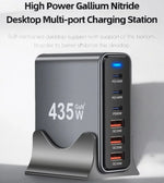 435W 6-Port Gan Desktop Power Station 3C3A USB-C PD Fast Charger Universal Multi-Device for Phone Charging Station