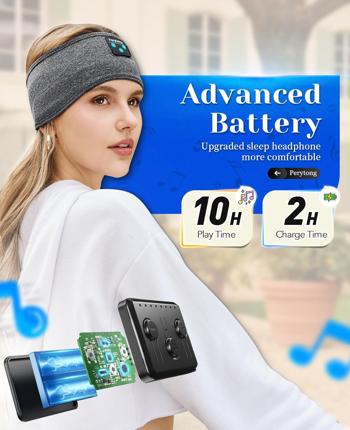 Sleeping Headphones Bluetooth Headband, Soft Long Time Play Sleeping Headsets with Built in Speakers Perfect for Workout,Running,Yoga,Travel, Darkgray