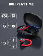 Wireless Earbuds, Wireless Bluetooth Headphones, Bluetooth 5.2 Sport Headphones (Red)
