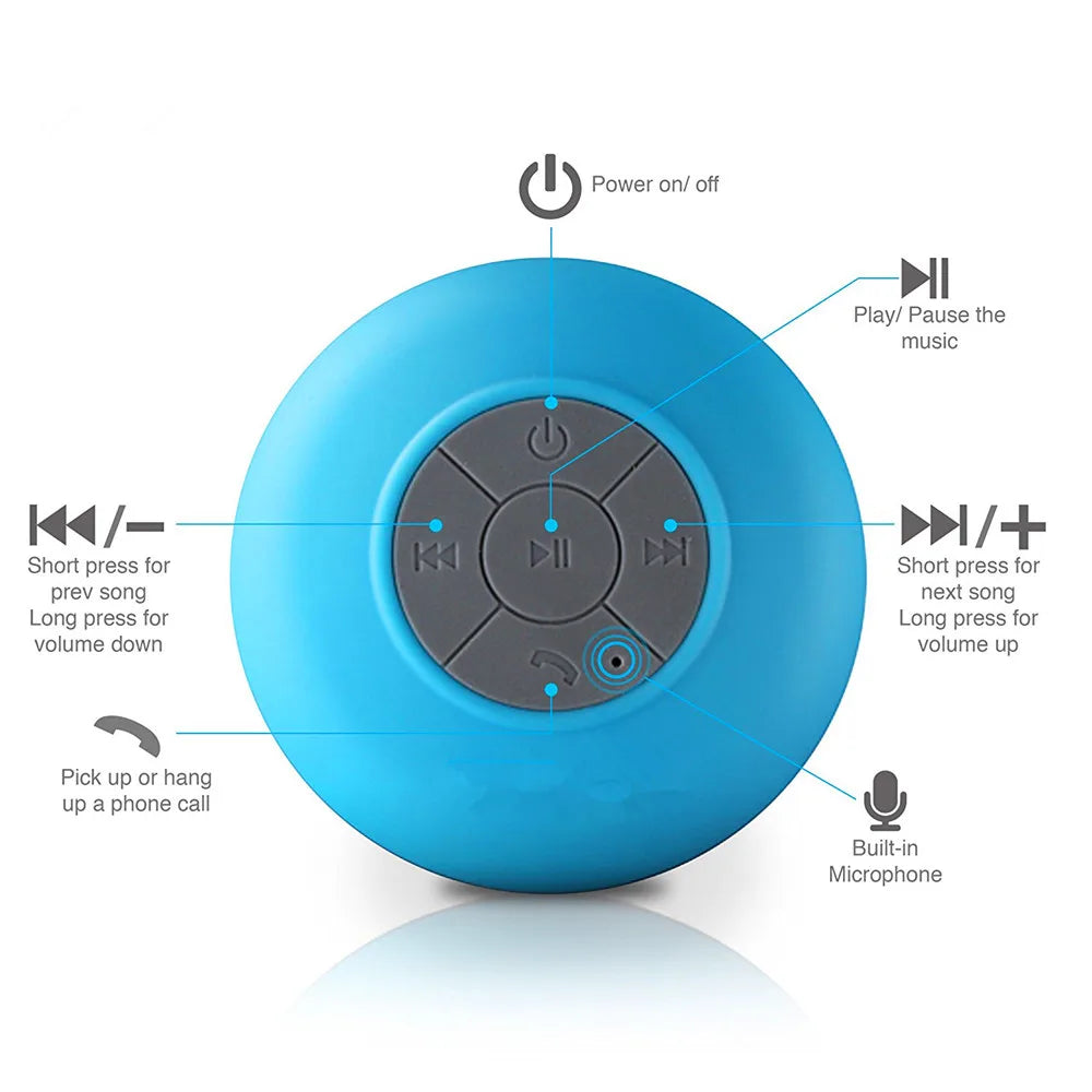 Mini Bluetooth Speaker Waterproof Bathroom Audio Wireless Shower Speakers for Phone Soundbar Hand Free Car Loudspeaker
