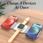 3-In-1 Magnetic Wireless Charging Station for Iphone 12-16/Pro/Max & Airpods, Foldable Travel Dock, Fast Charging Pad Compatible for Apple Watch & Android Phones