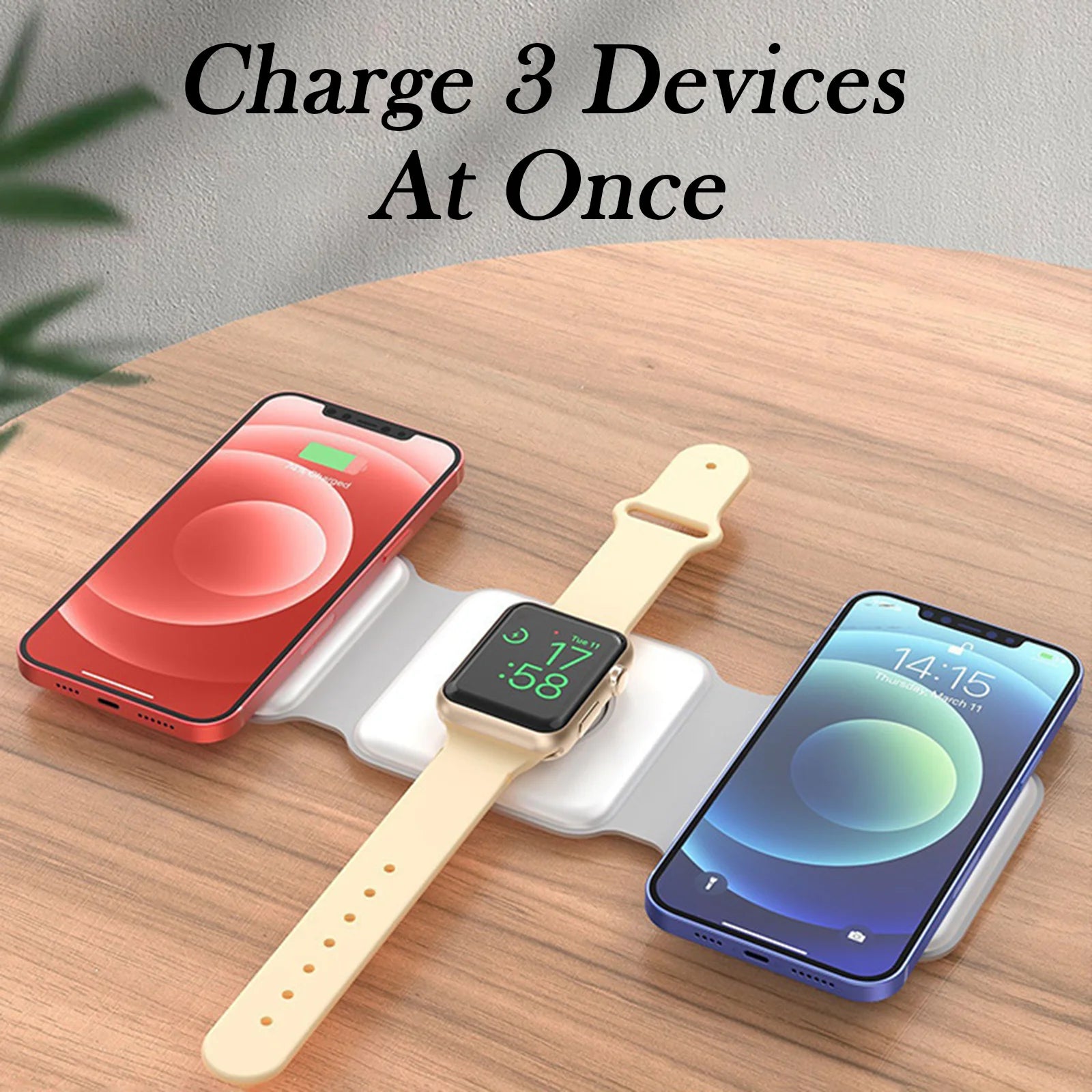 3-In-1 Magnetic Wireless Charging Station for Iphone 12-16/Pro/Max & Airpods, Foldable Travel Dock, Fast Charging Pad Compatible for Apple Watch & Android Phones