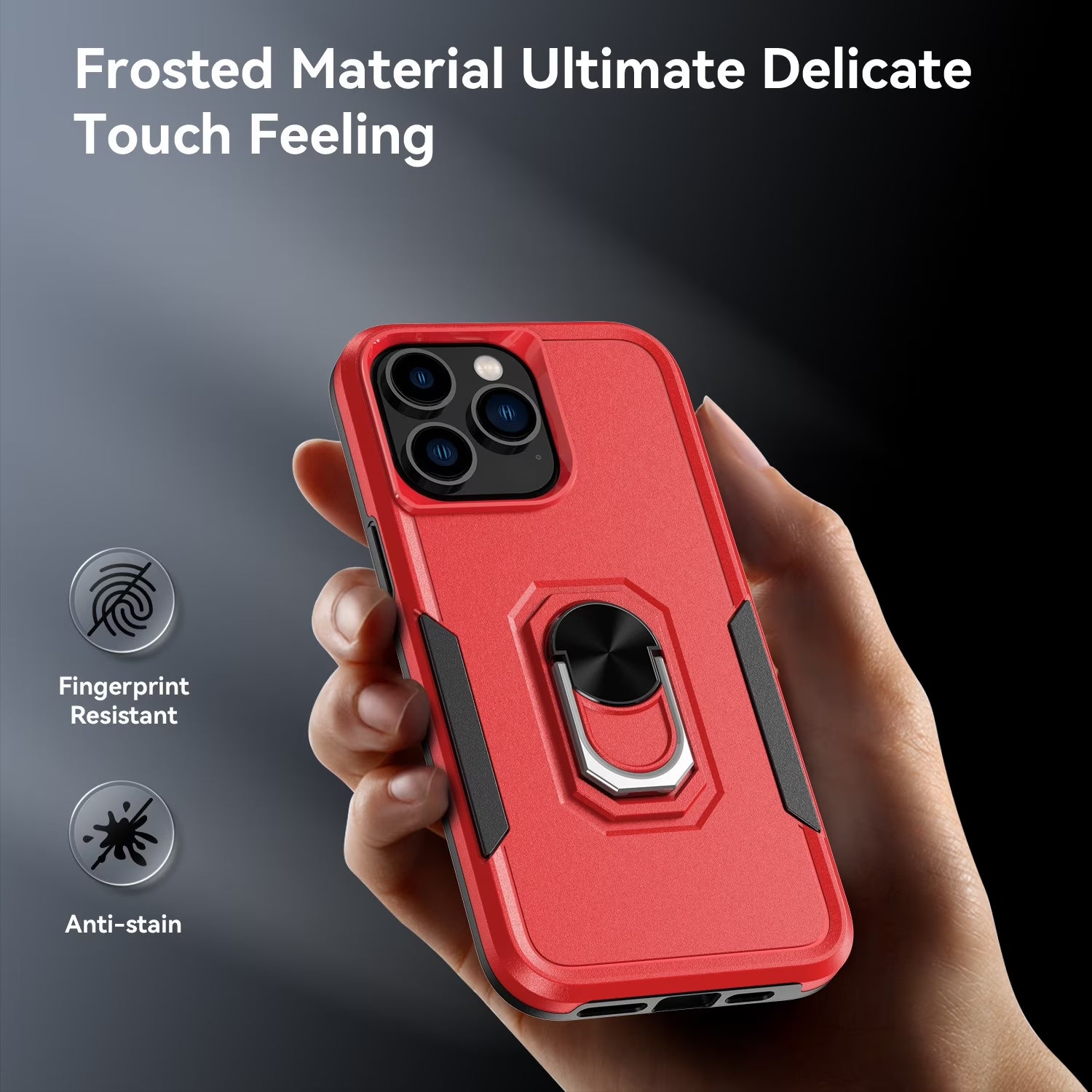 Phone Case with Ring Stand for Iphone 14 Pro Max/14 Pro/14 Plus/14 Shockproof Armor Cover, Red