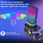 USB Gaming Microphone Condenser Mic with RGB Boom Arm Pop Filter for Streaming Podcast in Black 1-Piece