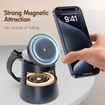 4 in 1 Wireless Charging Station, 15W Fast Charging Wireless Charger for Iphone Airpods Iwatch with Magsafe and Mushroom Light, Compatible with Iphone 8 and above Series