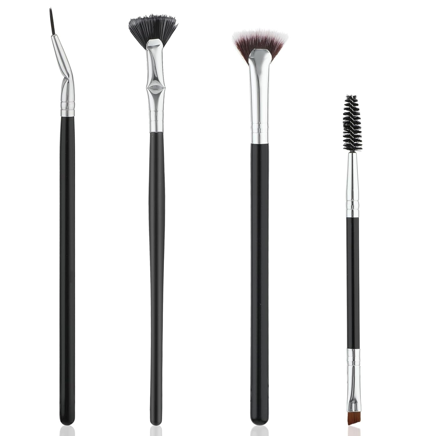 4 PCS Mascara Fan Brush Eyelash Brush Eyelash Separator Tool, Folding Angle Scalloped Lash Brush Set for Lashes, Eyelash Comb, Eye Makeup Brush Tool