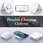 3-In-1 Magnetic Wireless Charging Station for Iphone 12-16/Pro/Max & Airpods, Foldable Travel Dock, Fast Charging Pad Compatible for Apple Watch & Android Phones