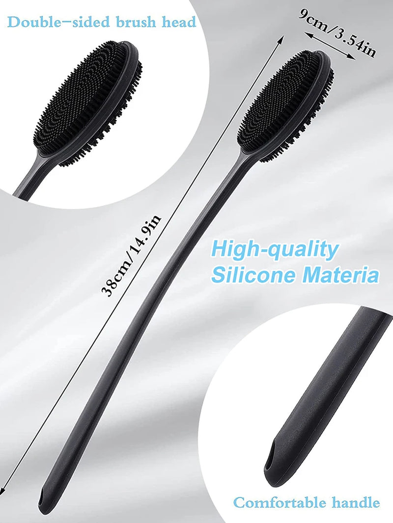 Long Handle Bath Brush and Shampoo Brush Set - Exfoliating Body Scrubber & Scalp Massage Brush for Shower, Bath & Skin Care (2-P