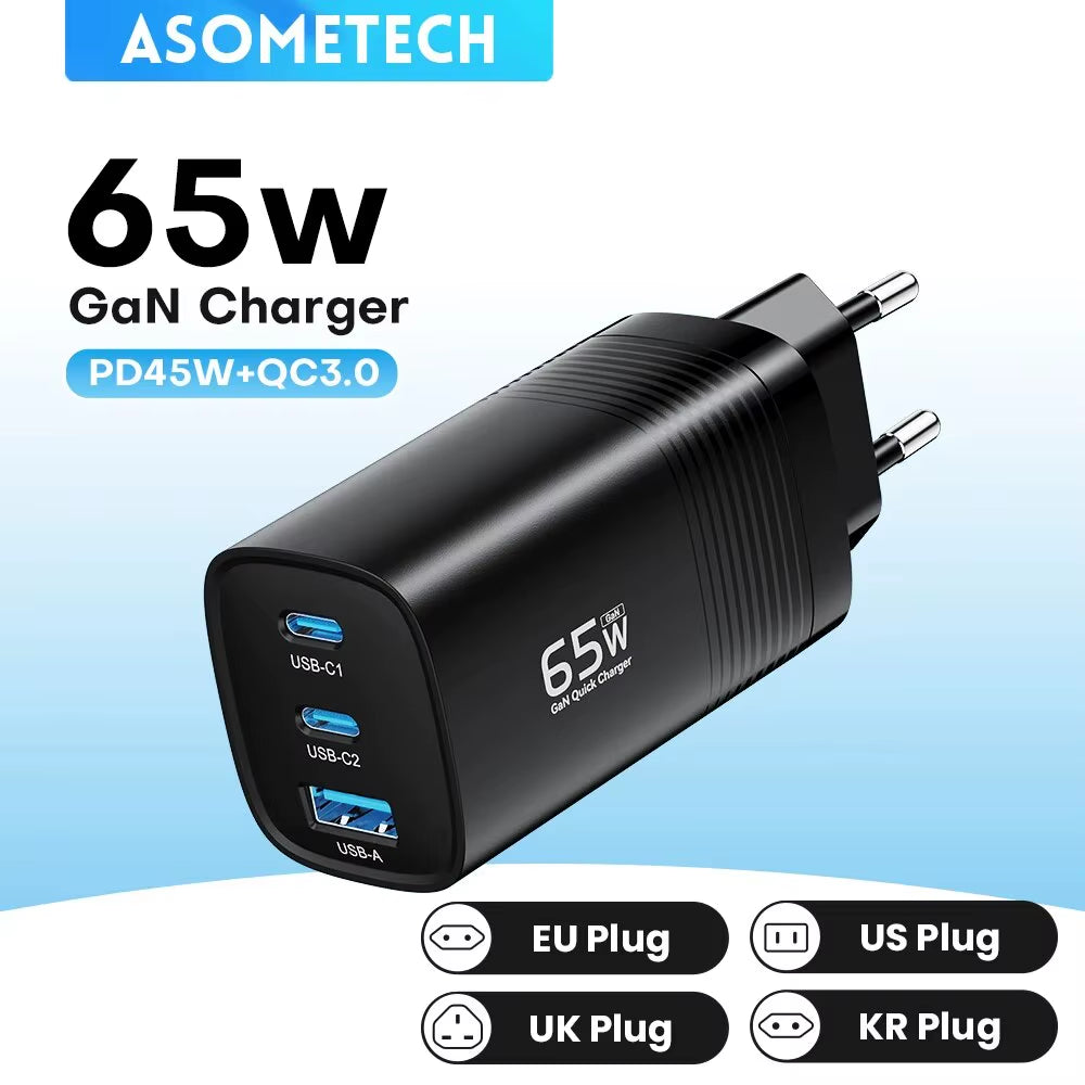 Gan USB Type C Charger 65W 45W PPS PD QC4.0 Quick Charger for Macbook Laptop IPAD Tablet Iphone 14 Samsung S23 Ultra