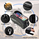 Bike Bags for Bicycles,Bike Phone Front Frame Bag,Waterproof Bicycle Phone Mount Top Tube Cycling Frame Bag Bike Phone Holder Bag Bike Accessories Bag with TPU Touch Screen Sun Visor Fit 7Inch