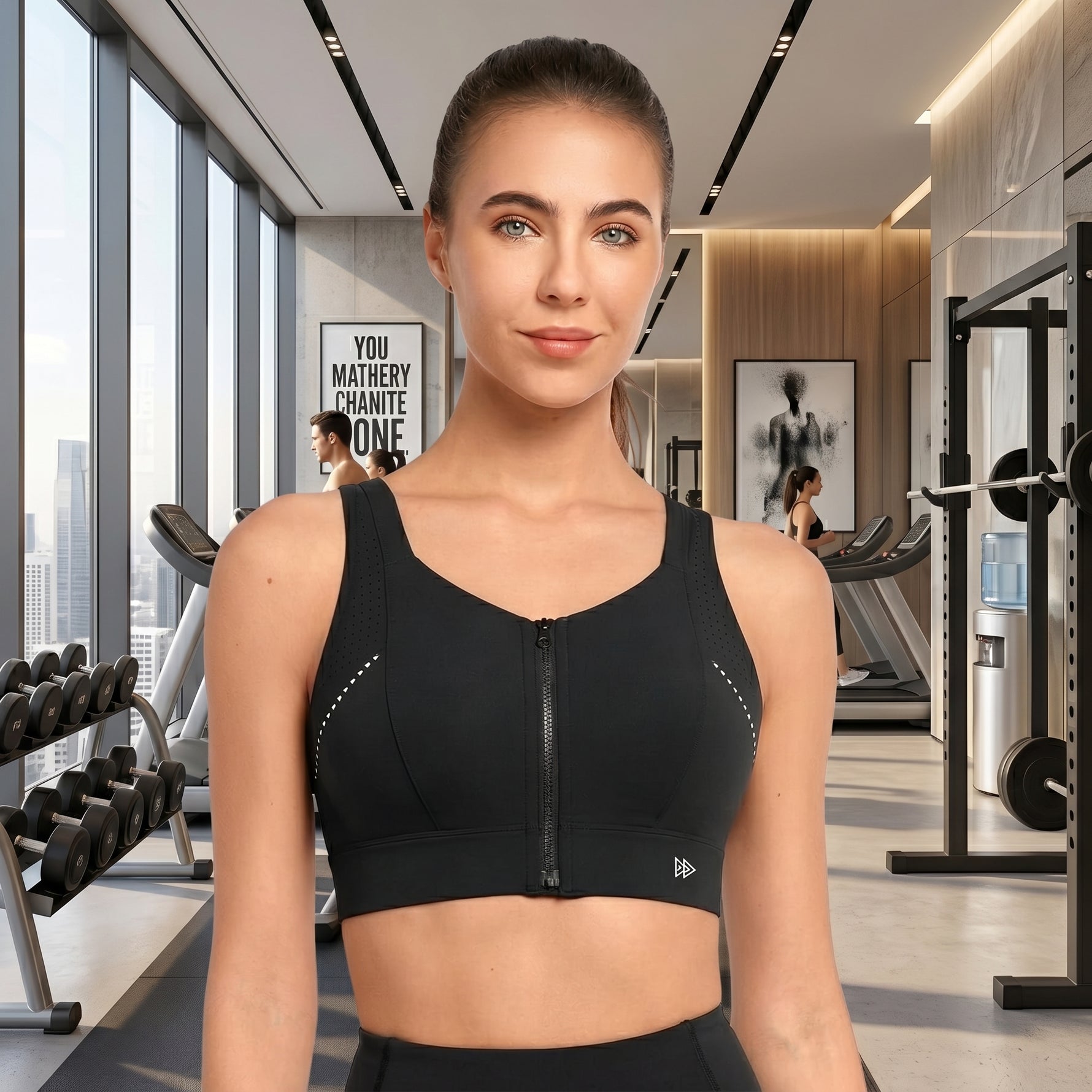 Zip front sports bra high-impact