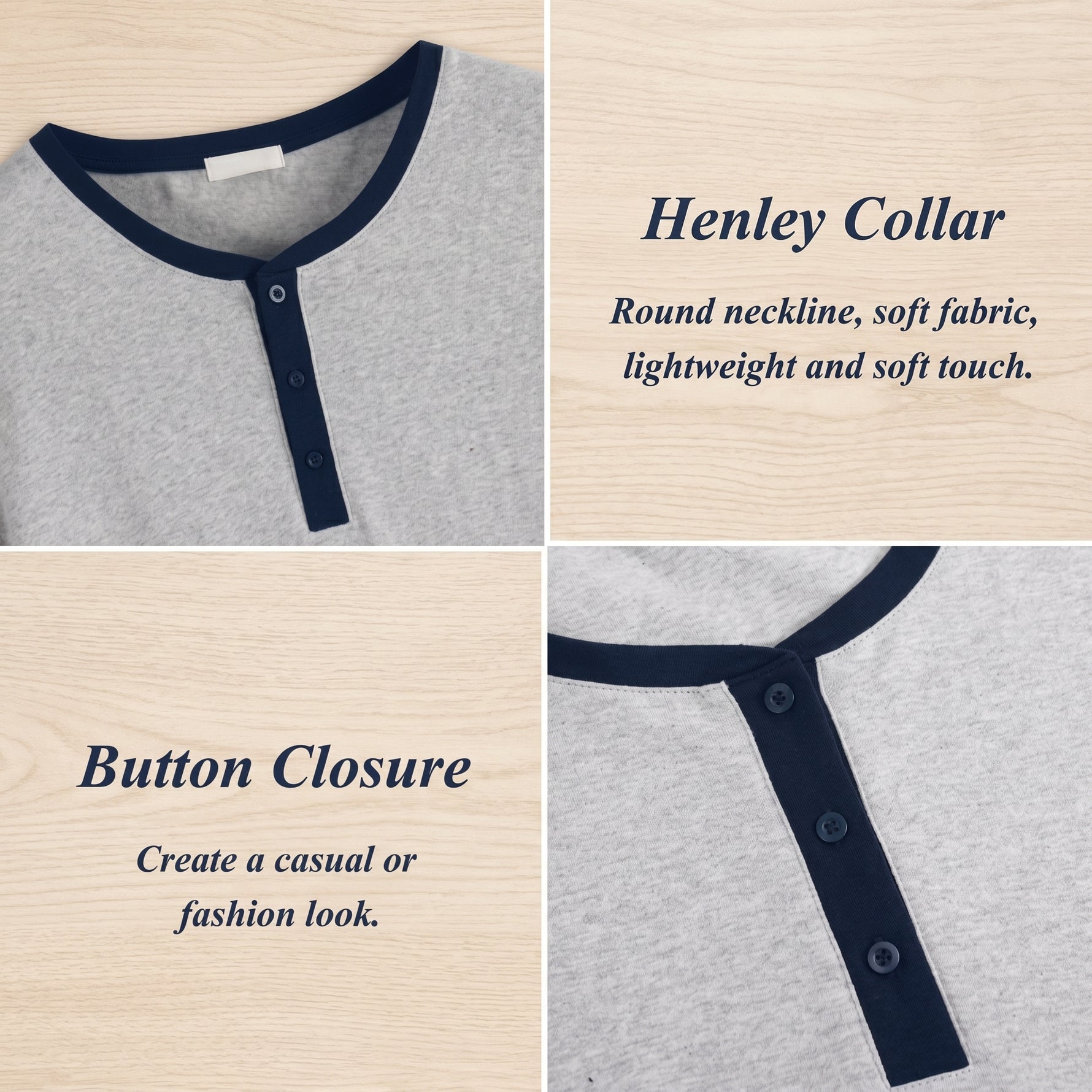 Henley pajama set men's