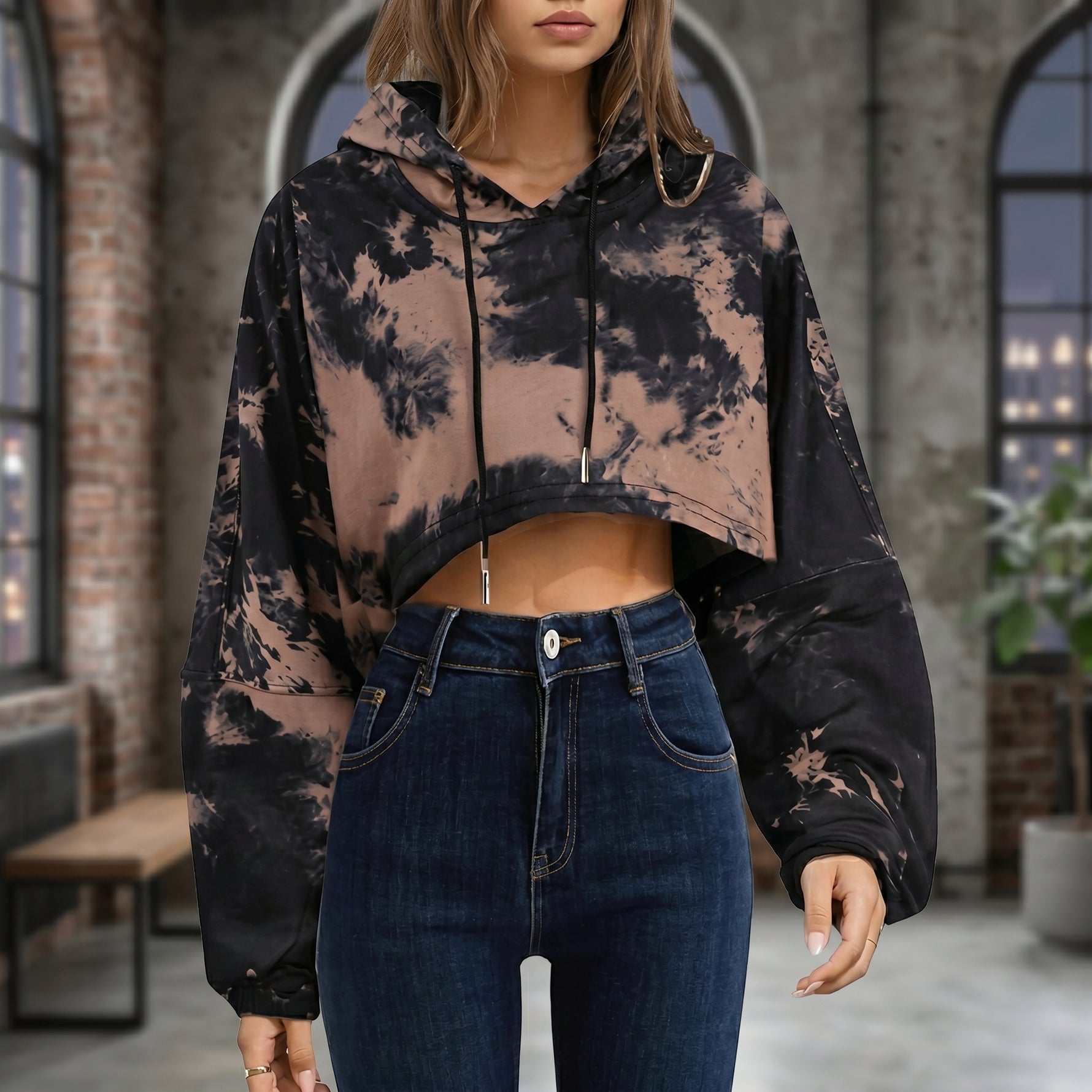 Tie-dye hoodie cropped