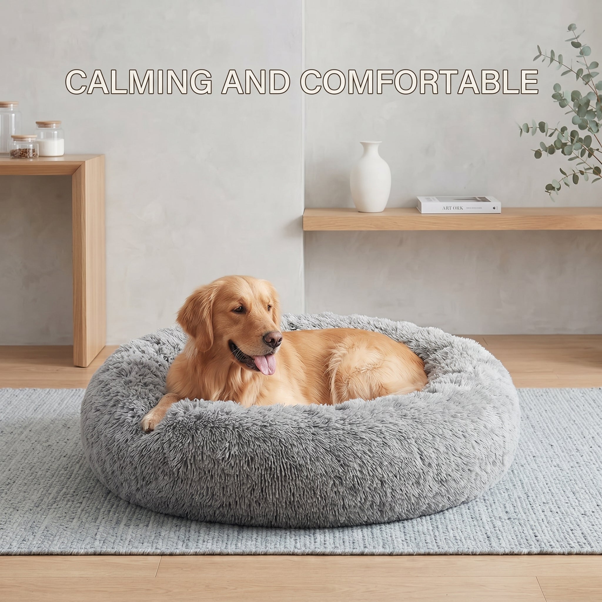 Calming donut dog bed (faux fur)