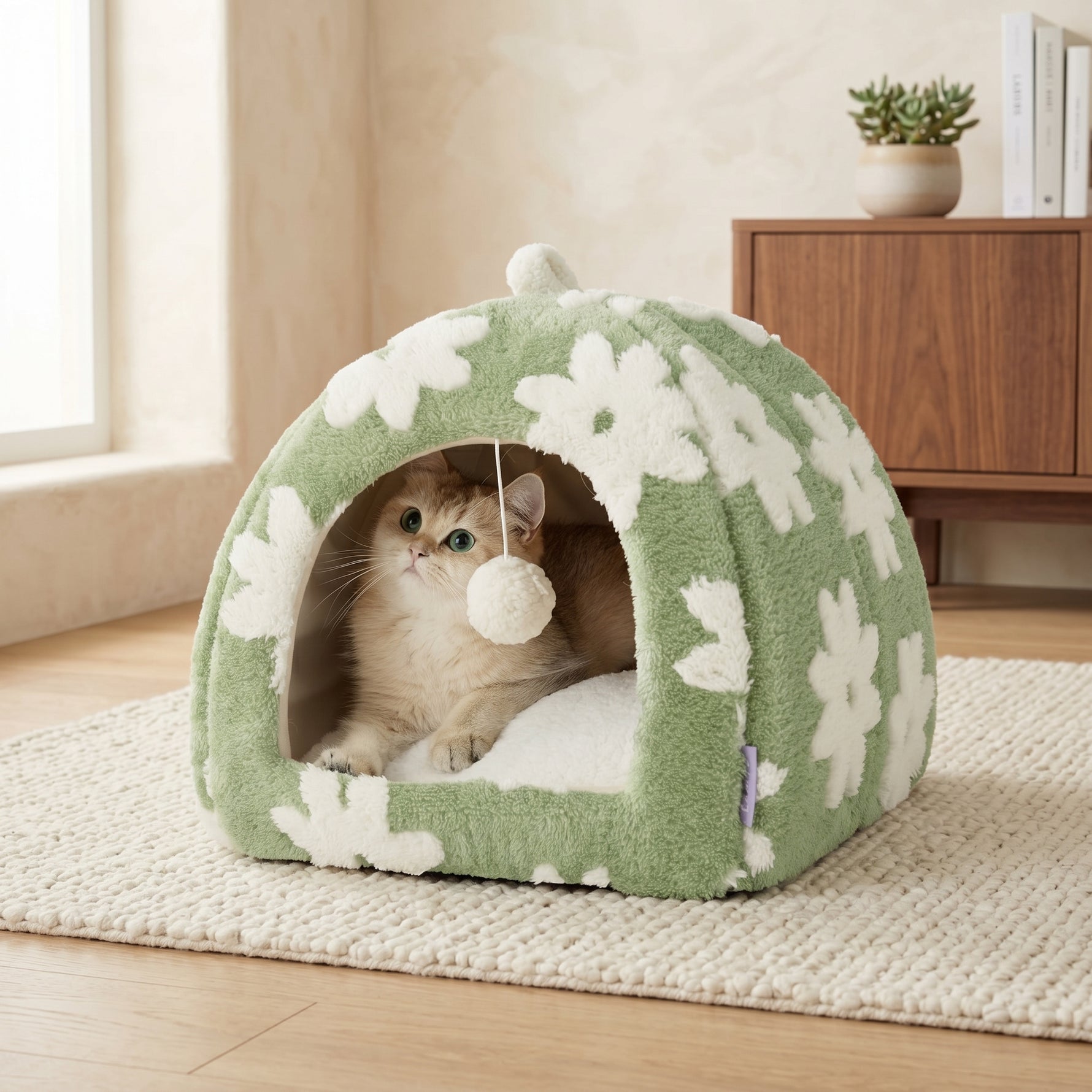 Plush cat cave bed