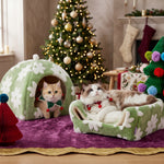Plush cat cave bed