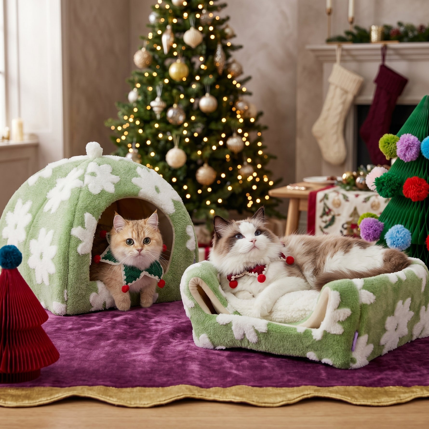 Plush cat cave bed
