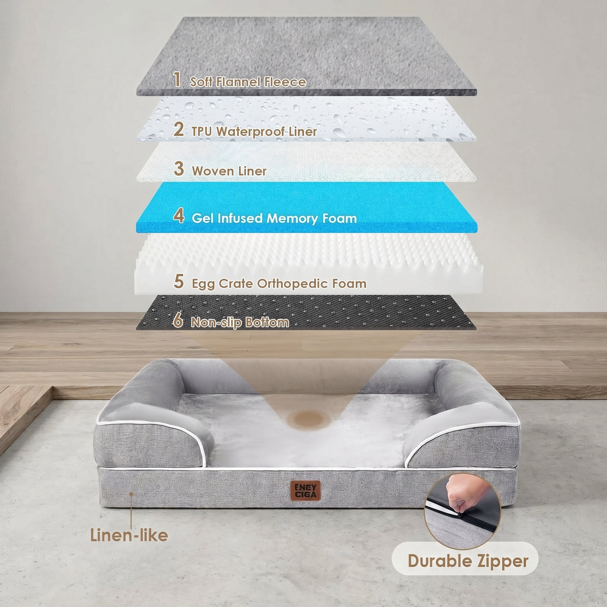 Orthopedic memory foam dog bed