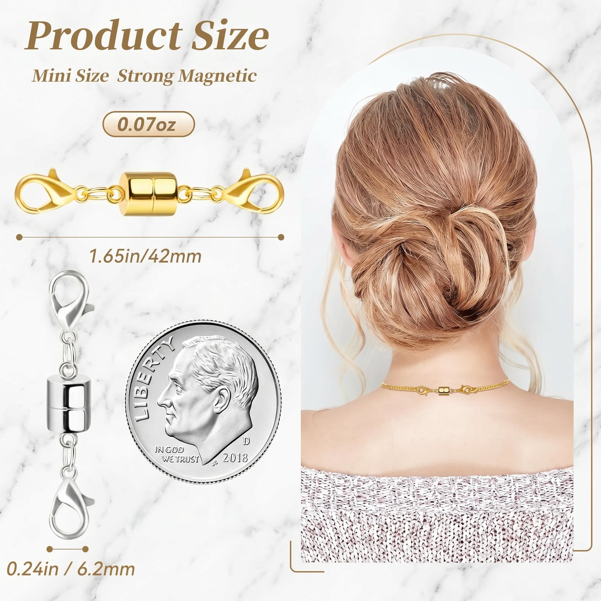 Magnetic clasp necklace gold
