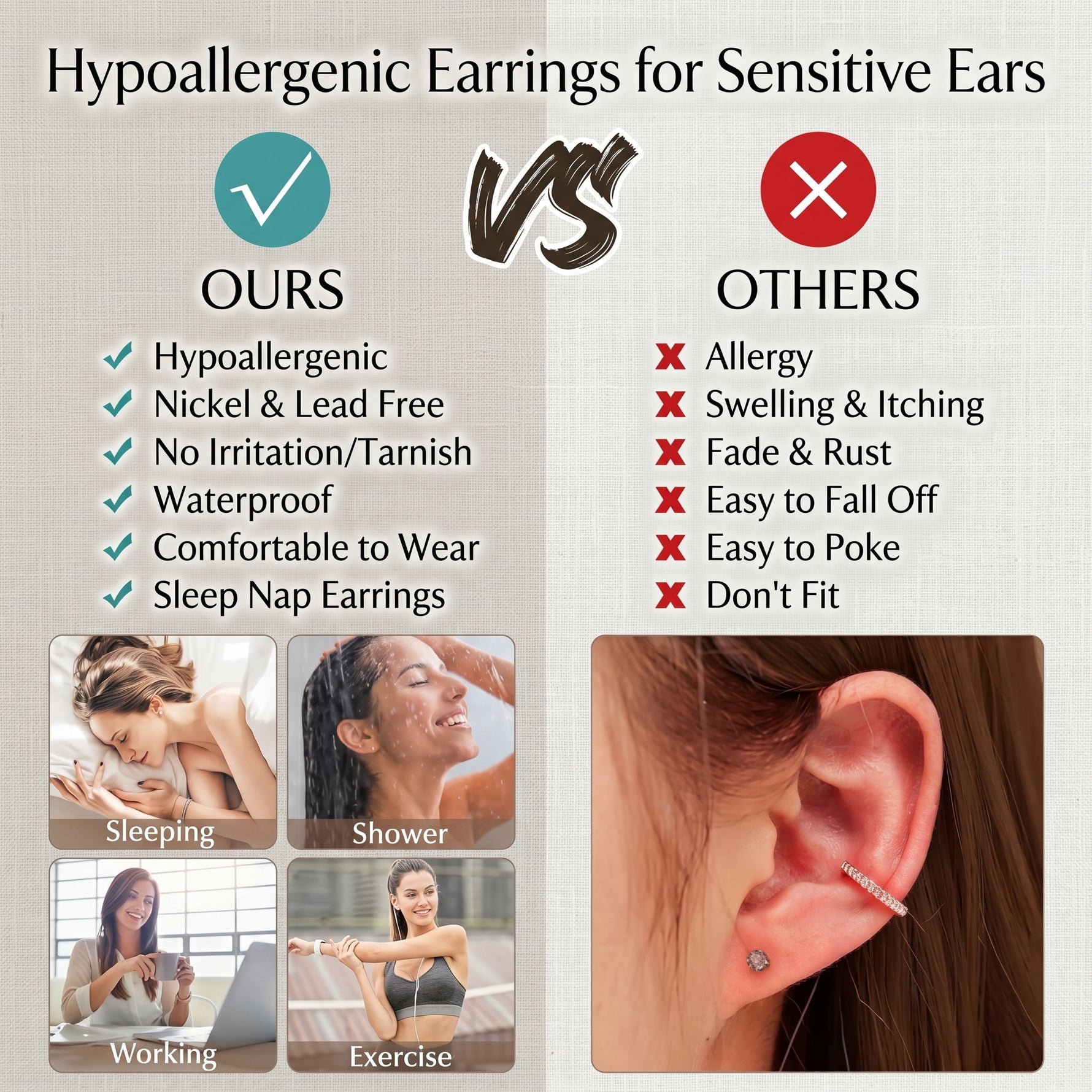 Hypoallergenic stud earring set (24pc)