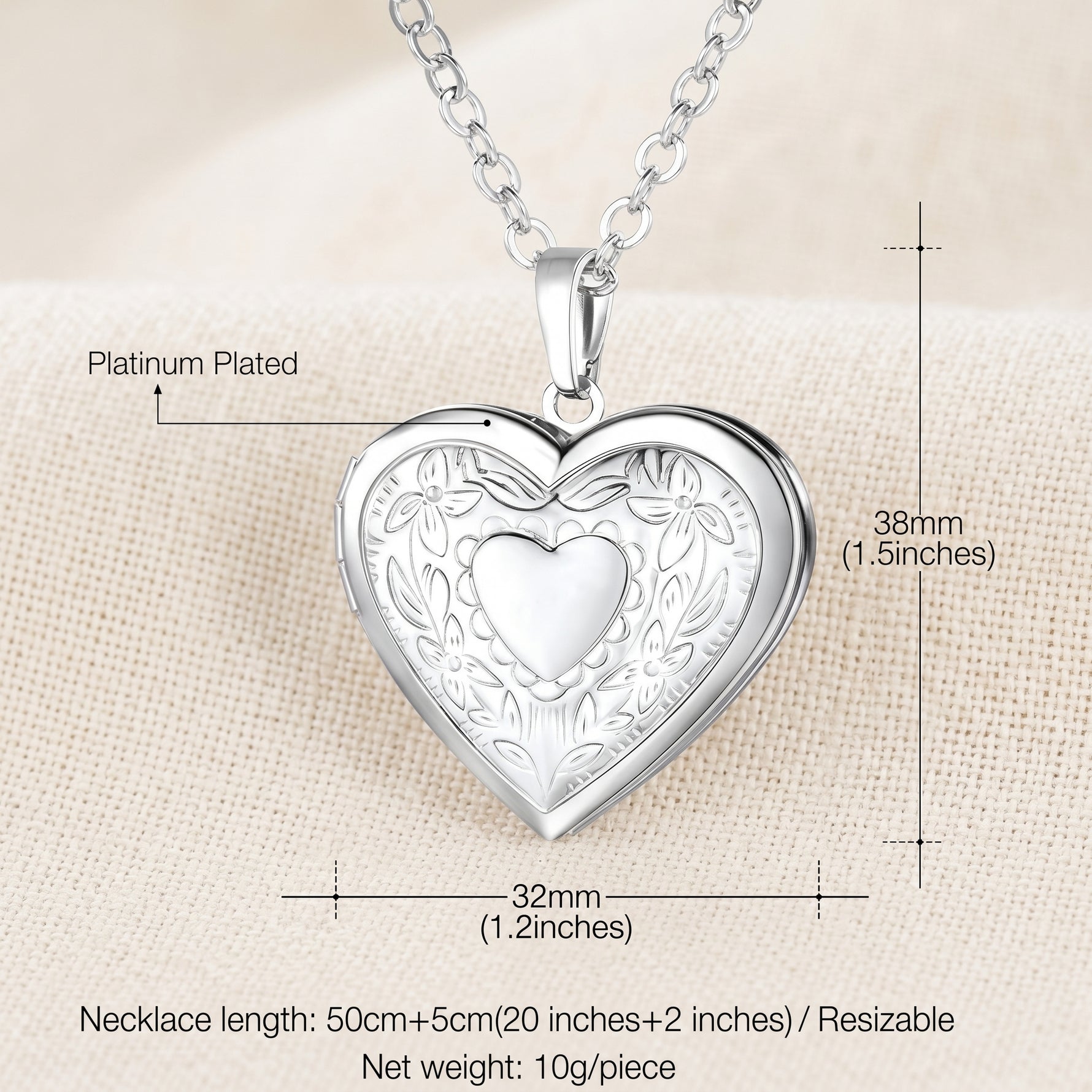 Heart locket photo necklace
