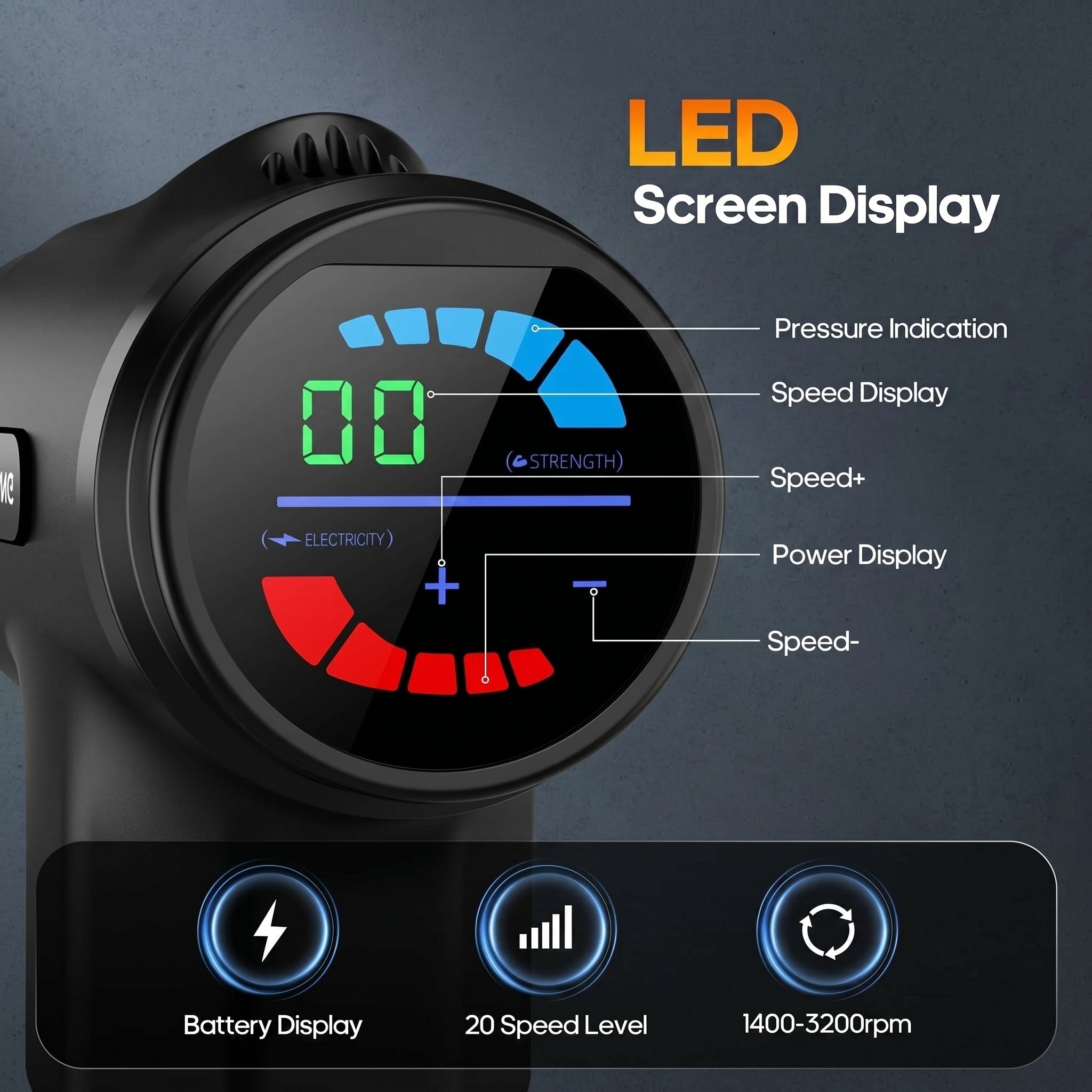 Touchscreen massage gun (30-speed)