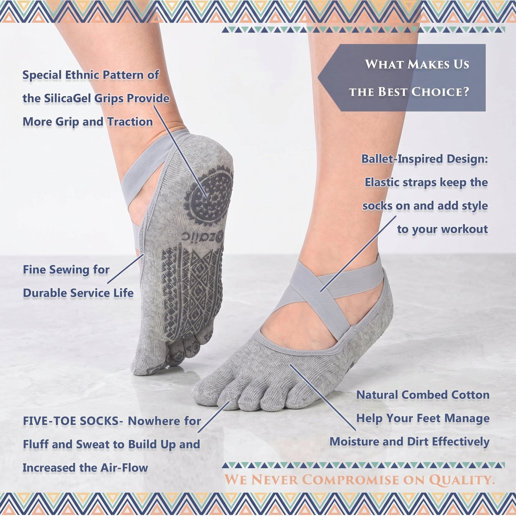 Toe socks yoga grip