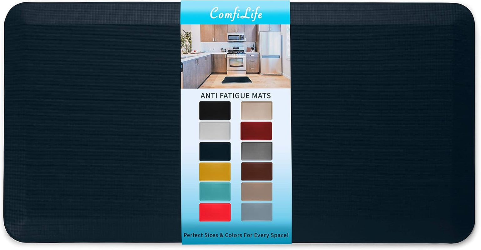 anti Fatigue Floor Mat – 3/4 Inch Thick , Standing Desk Mat, Kitchen Rug – Comfort at Home, Office – Durable – Stain Resistant – Non-Slip Bottom (24" X 70", Navy)