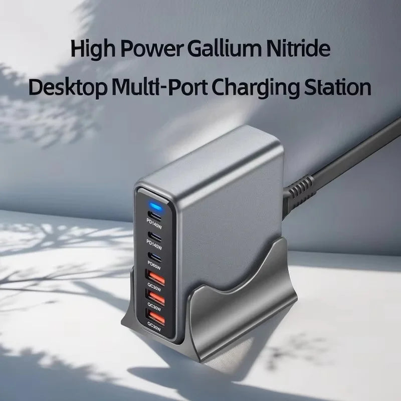 435W 6-Port Gan Desktop Power Station 3C3A USB-C PD Fast Charger Universal Multi-Device for Phone Charging Station