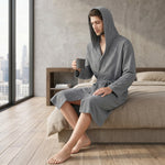 Hooded bath robe waffle